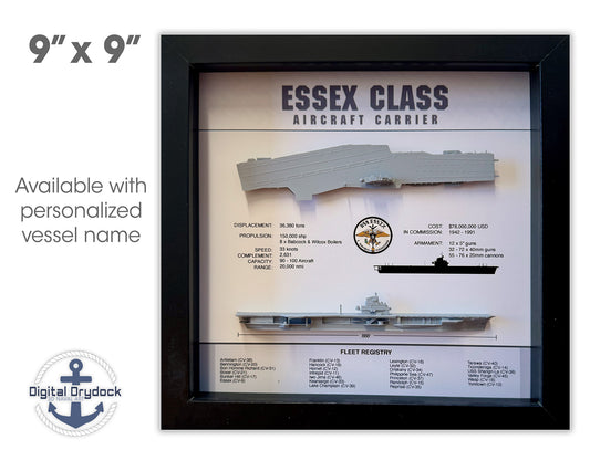 Essex Class Display Shadow Box, 9" x 9", Black