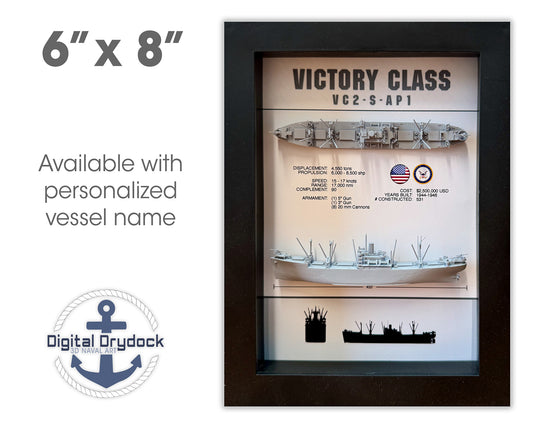 Victory Ship Memorial Display Shadow Box, 6" x 8", Black