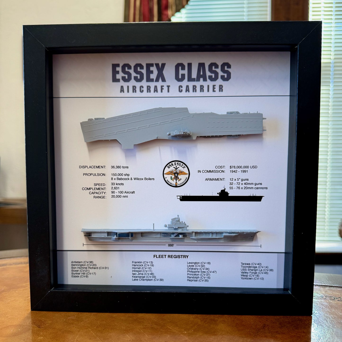 Essex Class Display Shadow Box, 9" x 9", Black