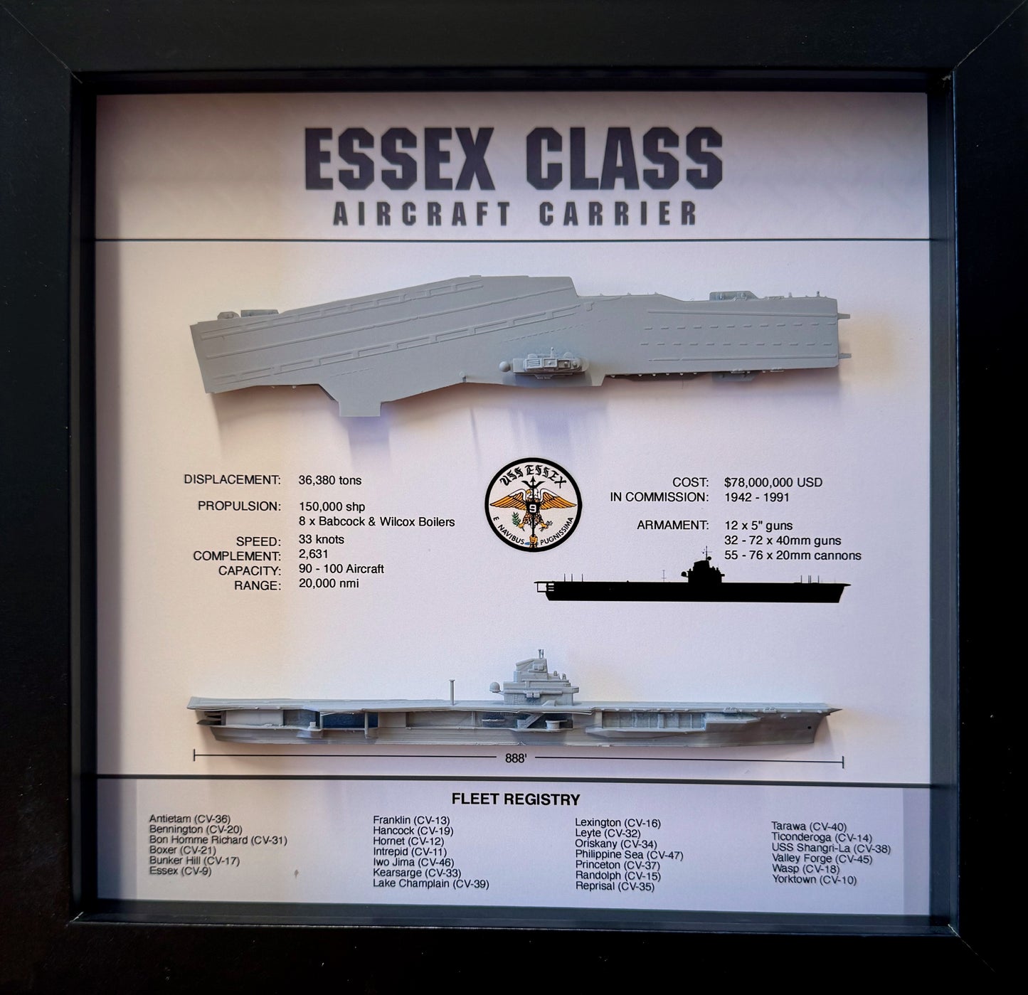 Essex Class Display Shadow Box, 9" x 9", Black