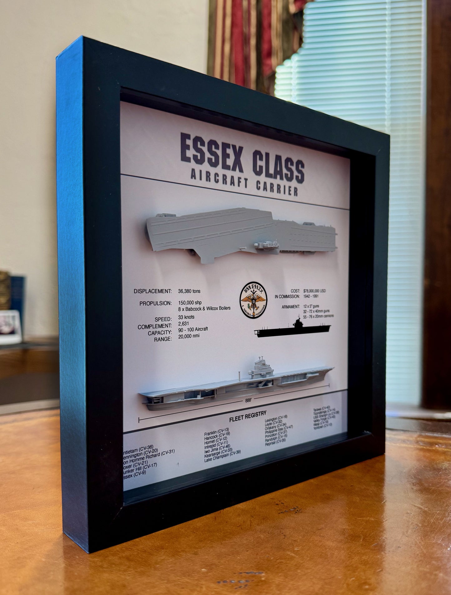 Essex Class Display Shadow Box, 9" x 9", Black