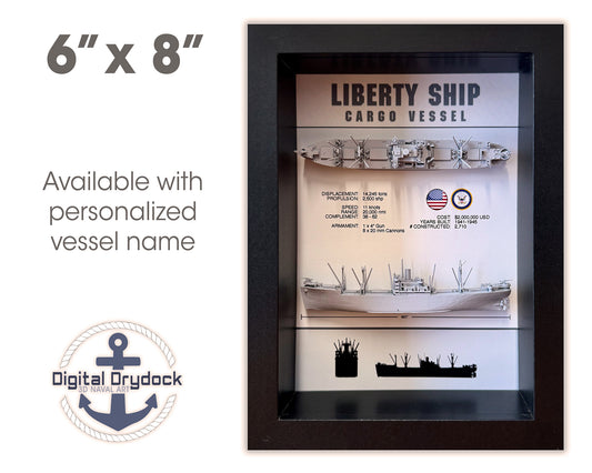 Liberty Ship Memorial Display Shadow Box, 6" x 8", Black