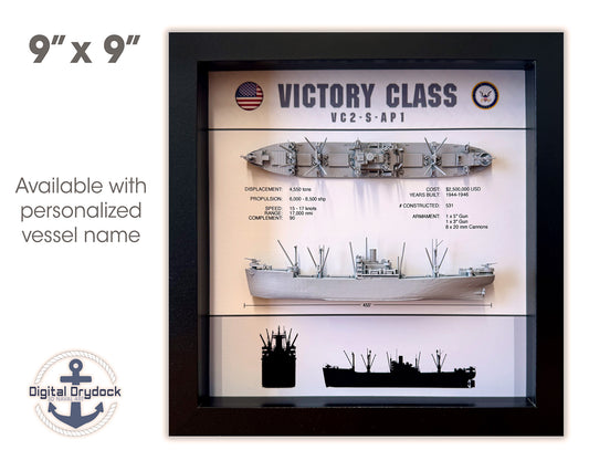 Victory Ship Class Shadow Display Box, VC2-AP1 , 9" x 9"