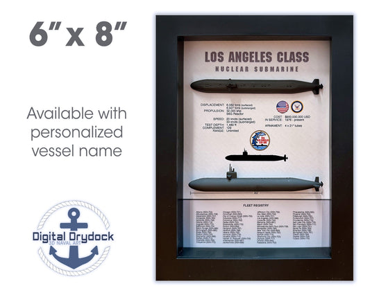 Los Angeles Class Submarine Memorial Display Shadow Box, 6" x 8", Black, 688